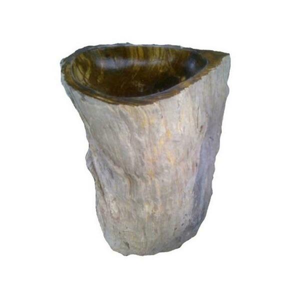 Eden Bath Natural Stone Pedestal Sink, Petrified Wood EB_S033PW-P